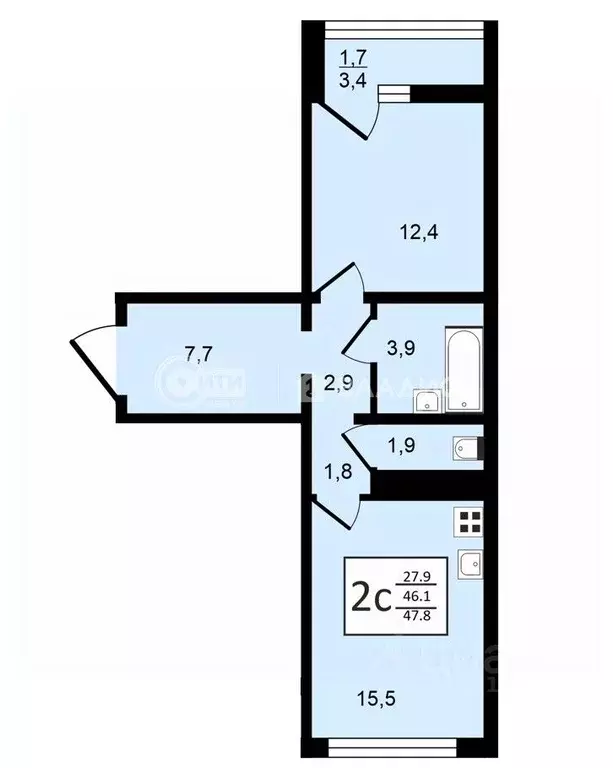 2-к кв. Воронежская область, Воронеж ул. Пескова, 8 (47.8 м) - Фото 0