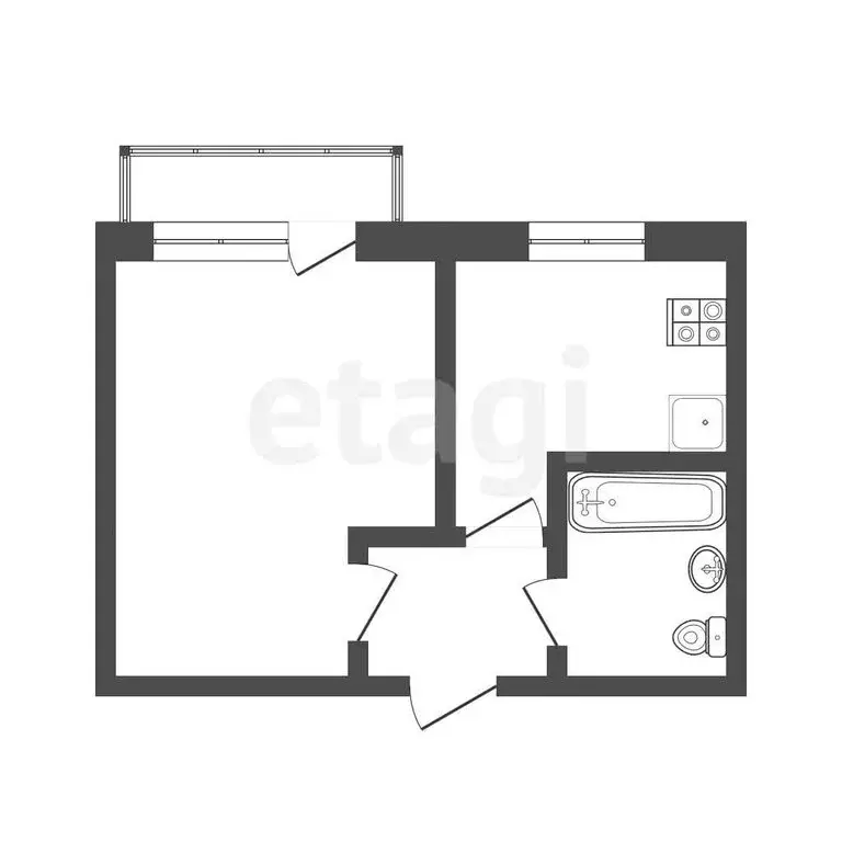 1-комнатная квартира: Грэсовский, улица Кржижановского, 4А (22.1 м) - Фото 1