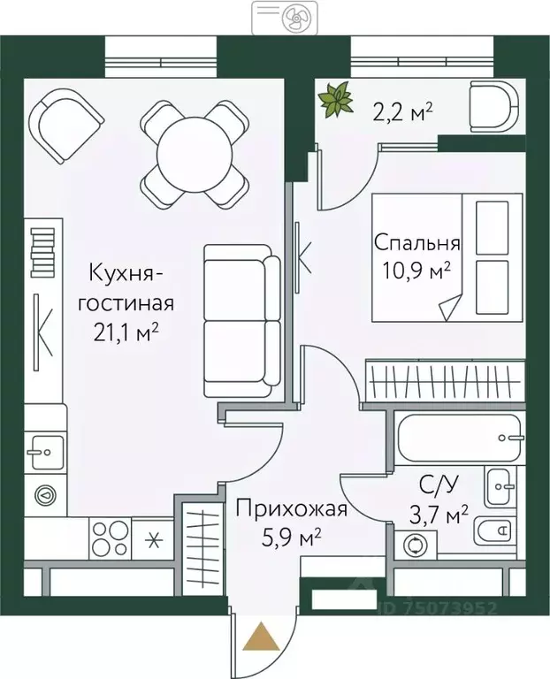 1-к кв. Волгоградская область, Волгоград Новосибирская ул., 74с1 (43.8 ... - Фото 0