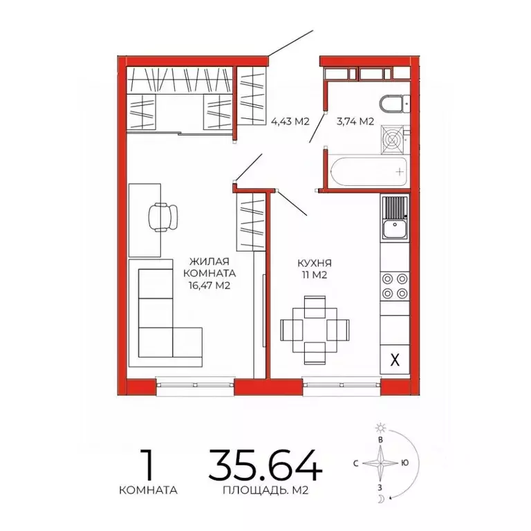1-к кв. Пензенская область, Пенза Лугометрия жилой комплекс (35.64 м) - Фото 1