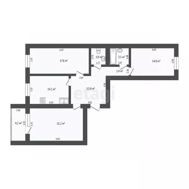 3-к кв. Тюменская область, Тюмень Магаданская ул., 5 (89.9 м) - Фото 2