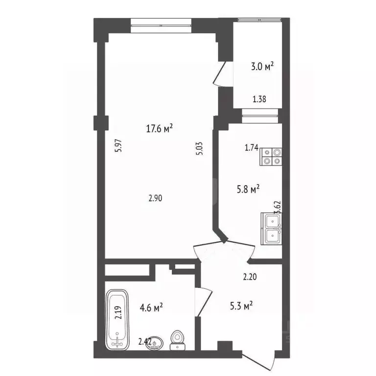 1-к кв. Ростовская область, Ростов-на-Дону Магнитогорская ул., 1а/25 ... - Фото 2