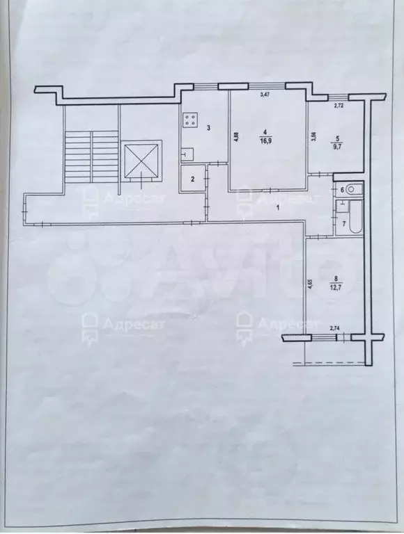 3-к. квартира, 64,3 м, 5/9 эт. - Фото 0