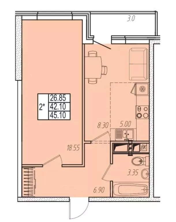 1-к кв. Краснодарский край, Анапа ул. Омелькова, 93 (45.0 м) - Фото 0