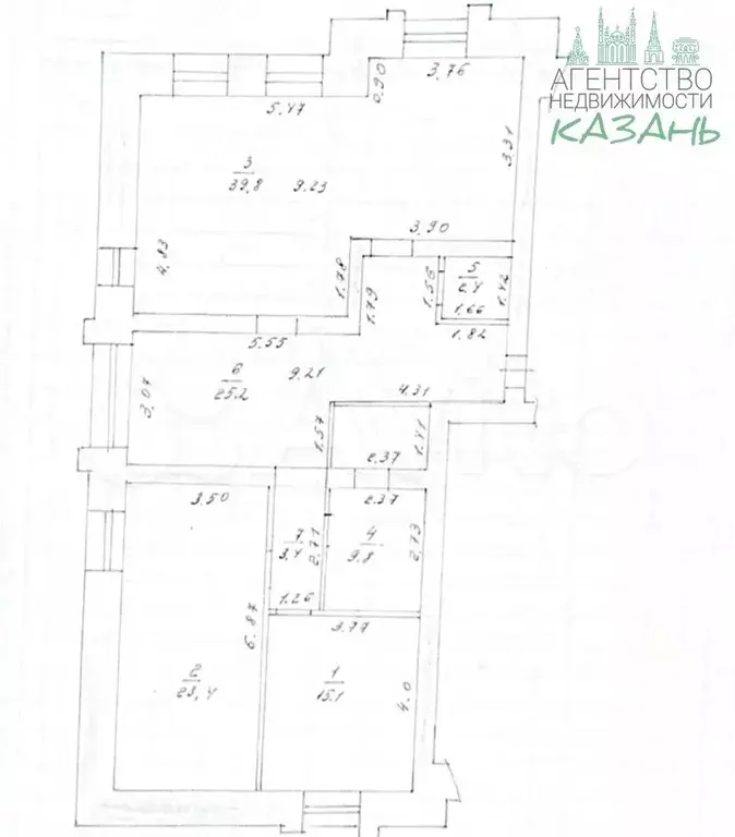 4-к. квартира, 119,1 м, 6/6 эт. - Фото 0