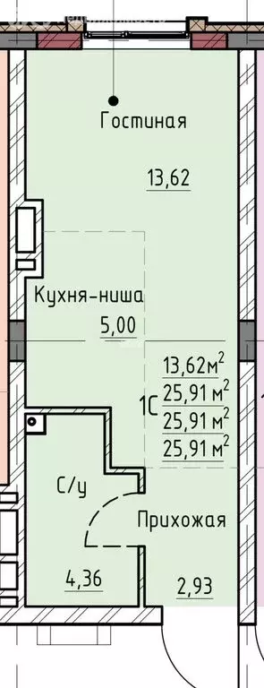 Квартира-студия: Челябинск, улица Труда, 187 (25.91 м) - Фото 1