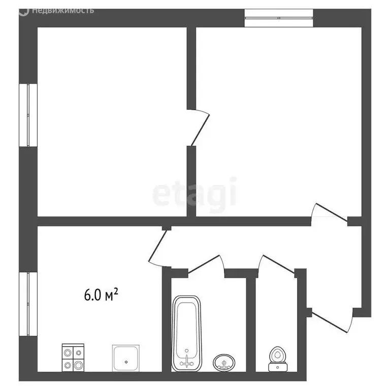 2-комнатная квартира: Рыбинск, улица Гончарова, 17 (45 м) - Фото 1