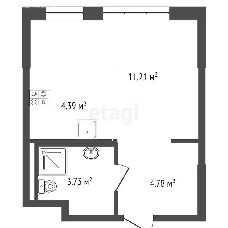 Квартира-студия: Тюмень, улица Юрия Рогачева, 9к2 (24.11 м) - Фото 0
