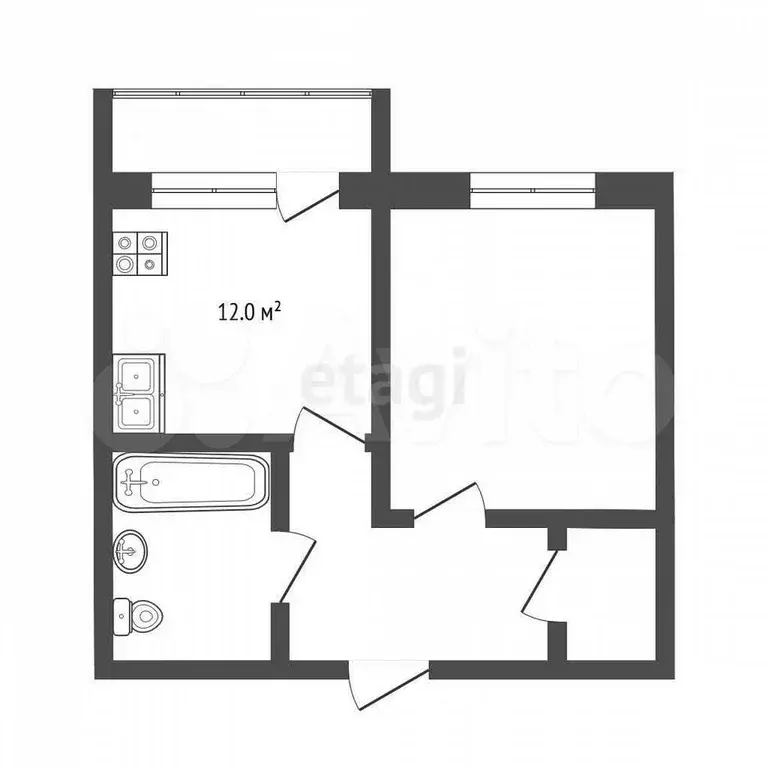 1-к. квартира, 38 м, 6/8 эт. - Фото 0