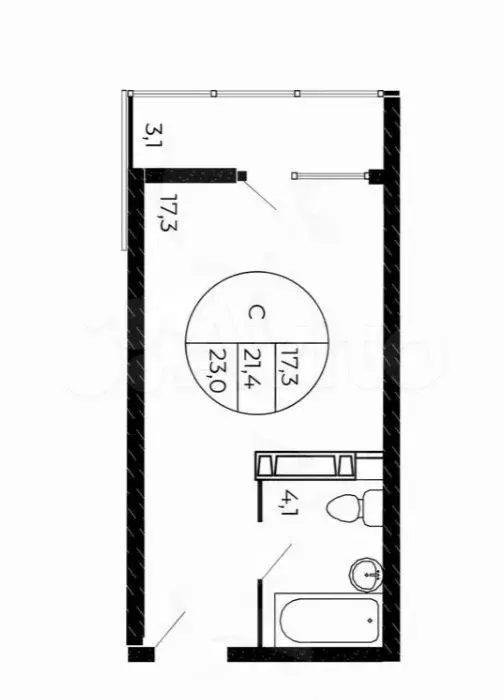 Квартира-студия, 23 м, 14/17 эт. - Фото 0