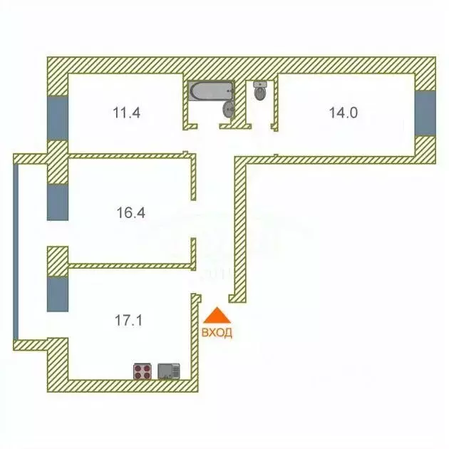 3-к кв. Тюменская область, Тюмень ул. Щербакова, 140 (72.9 м) - Фото 1