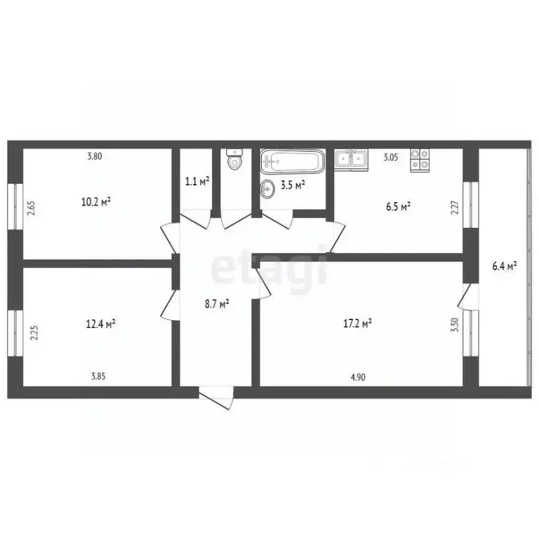 3-к кв. Башкортостан, Бирск ул. Корочкина, 1 (63.2 м) - Фото 2