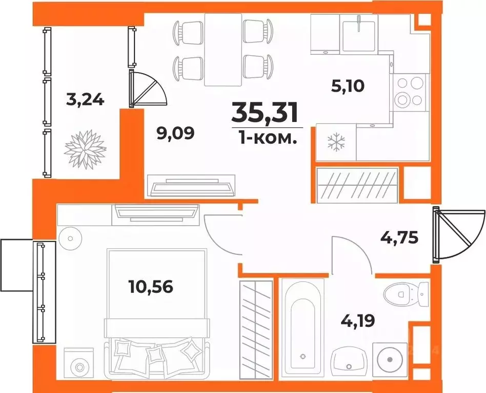 2-к кв. Хабаровский край, Хабаровск Брянский пер. (35.31 м) - Фото 1