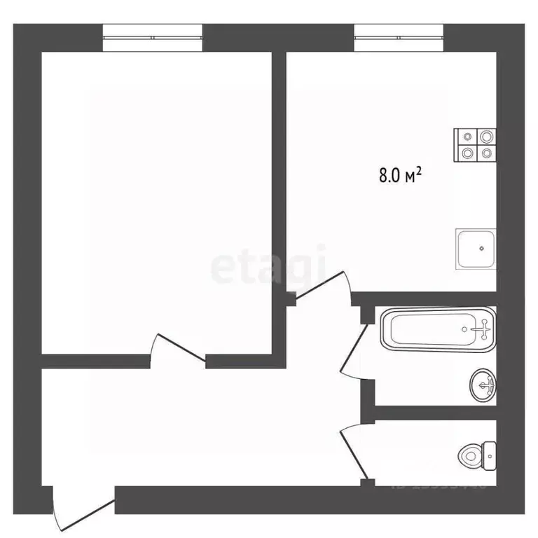 1-к кв. Тюменская область, Тюмень Солнечный проезд, 5 (35.1 м) - Фото 2