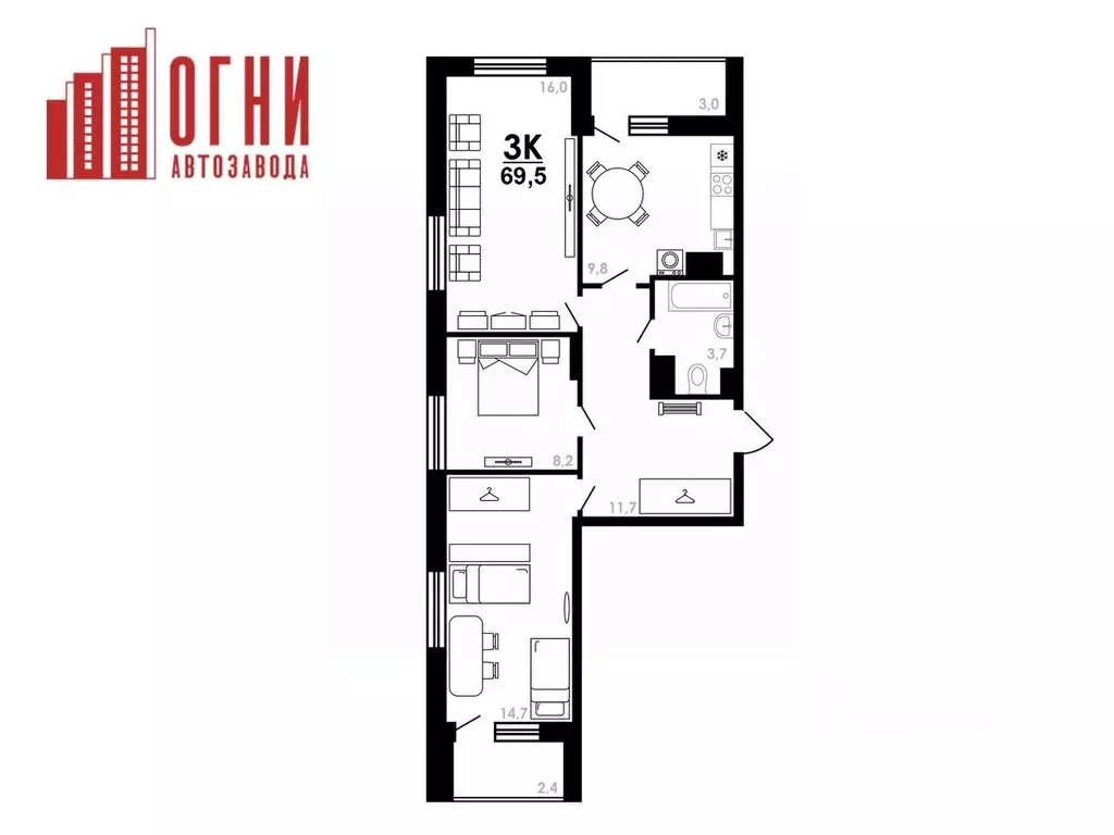 3-к кв. Нижегородская область, Нижний Новгород Коломенская ул., 8к4 ... - Фото 1