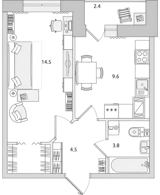 1-к кв. Санкт-Петербург ул. Русановская, 18к6 (37.0 м) - Фото 2