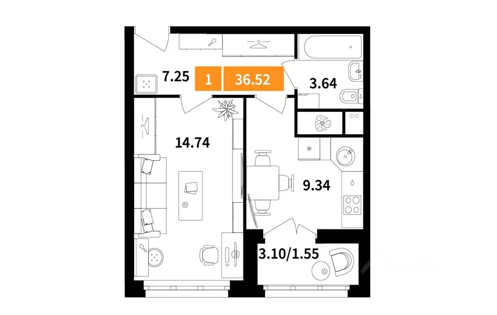 1-к кв. Московская область, Химки Планерный квартал жилой комплекс ... - Фото 1