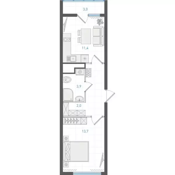 1-комнатная квартира: Екатеринбург, микрорайон Академический, 4-й ... - Фото 1