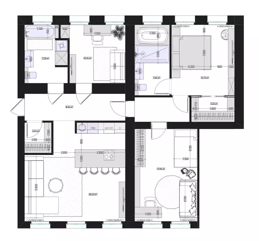 4-к кв. Москва Скатертный пер., 23 (106.0 м) - Фото 1
