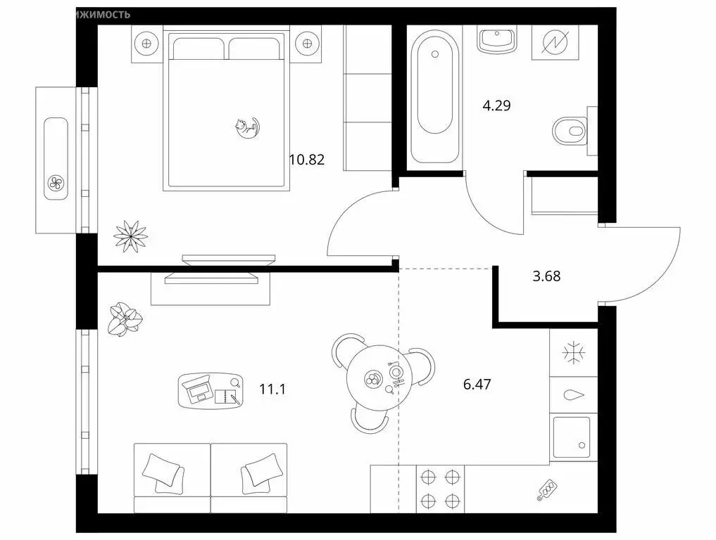 1-комнатная квартира: Новоселье, Невская улица, 14Б (36.36 м) - Фото 1