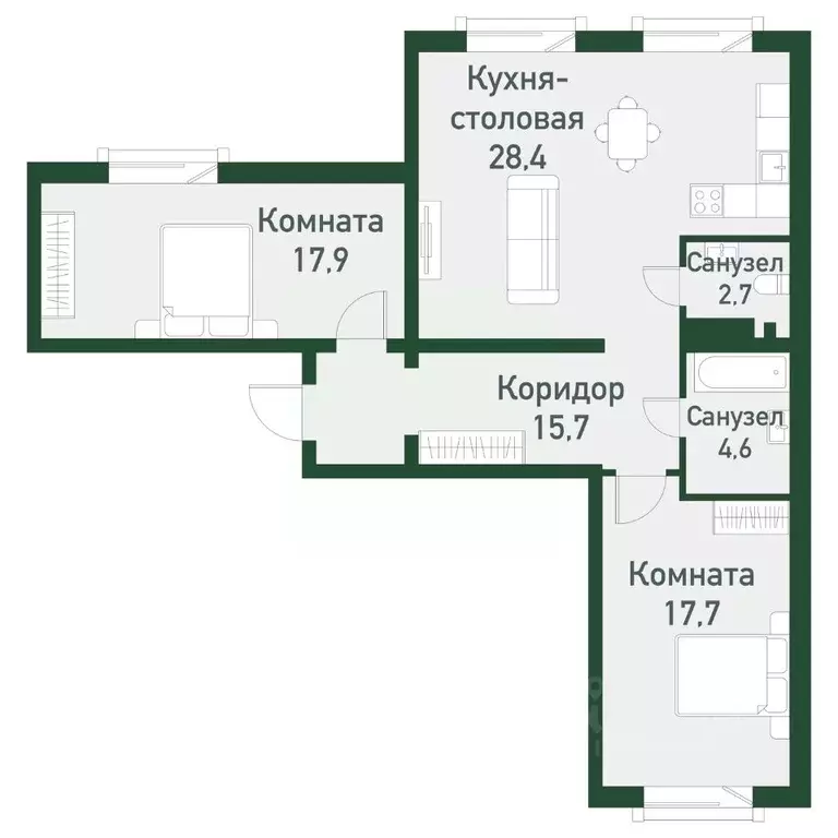 2-к кв. Челябинская область, Челябинский городской округ, пос. ... - Фото 0