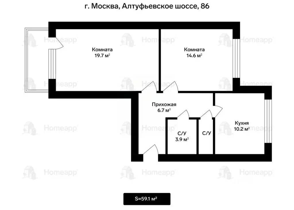 2-к кв. Москва Алтуфьевское ш., 86 (59.1 м) - Фото 2
