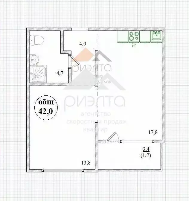 1-к кв. Новосибирская область, Новосибирск ул. Связистов, 13/2 (42.0 ... - Фото 1