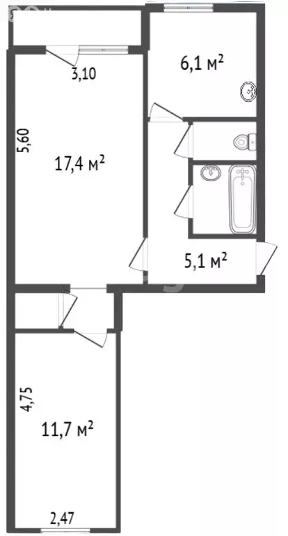 2-комнатная квартира: село Туношна, Новая улица, 10 (45.8 м) - Фото 1