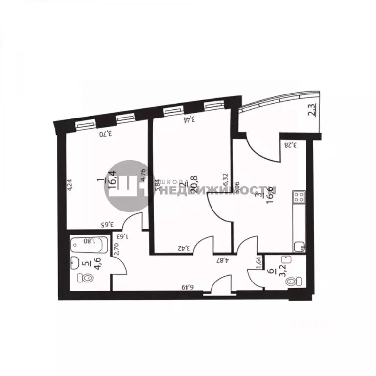 2-к кв. Санкт-Петербург Уральская ул., 2 (74.0 м) - Фото 2