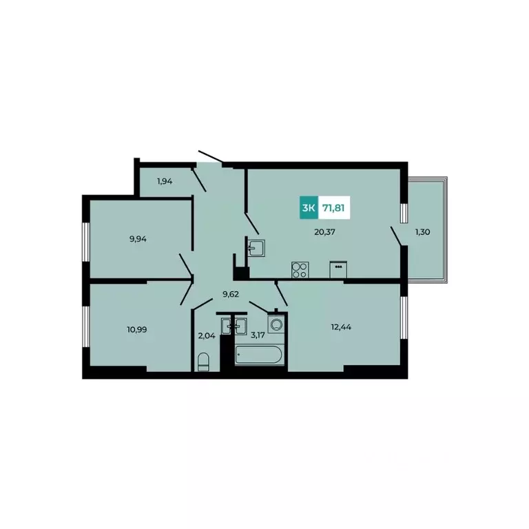 3-к кв. Ростовская область, Аксайский район, Щепкинское с/пос, пос. ... - Фото 1