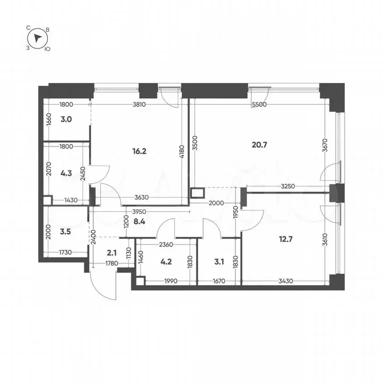 2-к. квартира, 78,2 м, 3/13 эт. - Фото 1