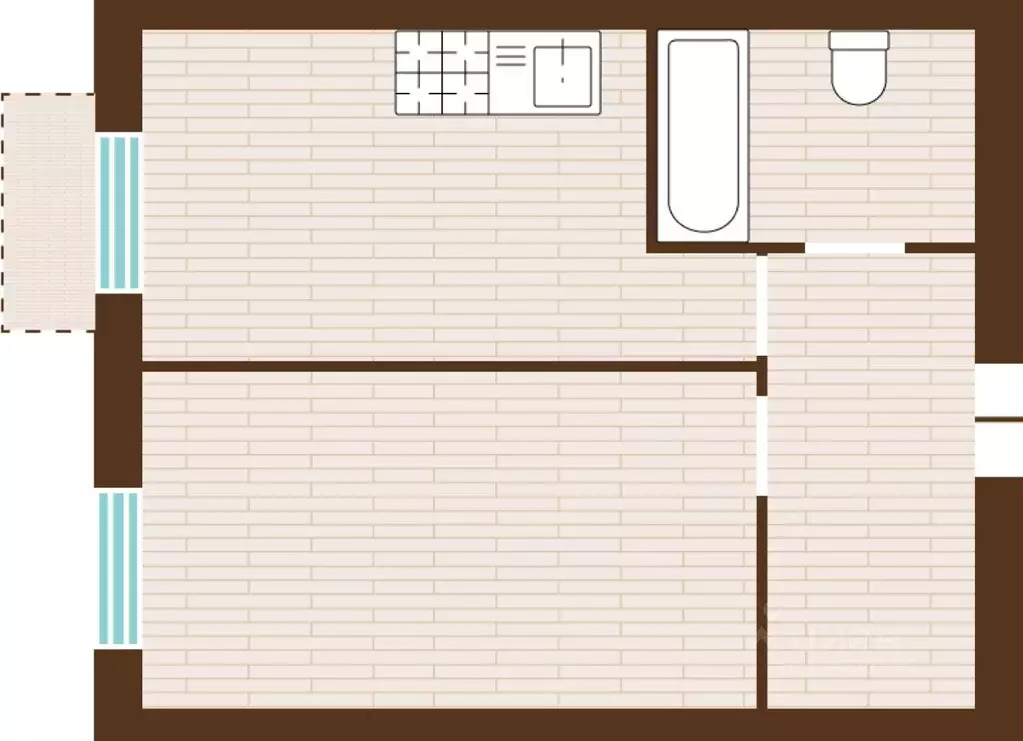 1-к кв. Калининградская область, Гурьевский муниципальный округ, пос. ... - Фото 1