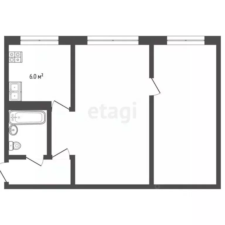 2-к кв. Нижегородская область, Дзержинск ул. Терешковой, 56А (44.0 м) - Фото 2