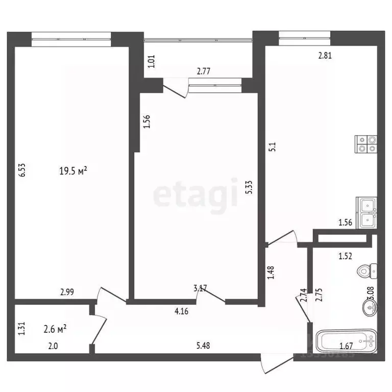 2-к кв. Самарская область, Самара ул. Советской Армии, 91 (65.9 м) - Фото 2