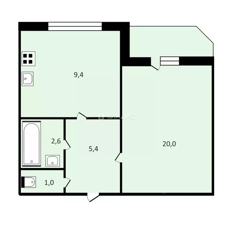 1-к кв. Санкт-Петербург просп. Ударников, 42 (38.4 м) - Фото 2