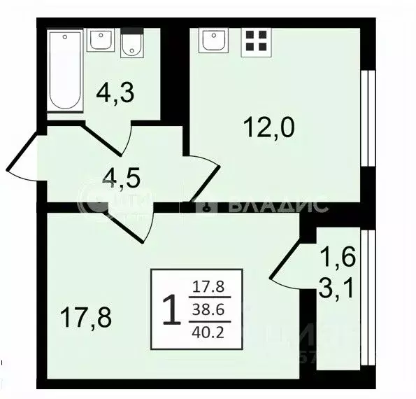 1-к кв. Воронежская область, Воронеж ул. Шишкова, 140Б/6 (40.2 м) - Фото 0