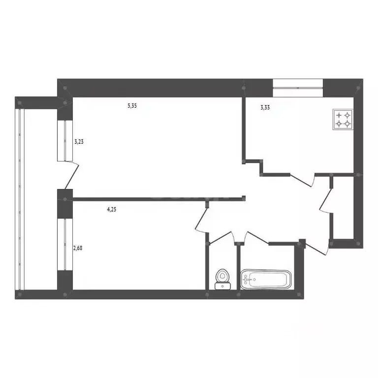 2-к кв. Амурская область, Белогорск Красноармейская ул., 21 (47.8 м) - Фото 2