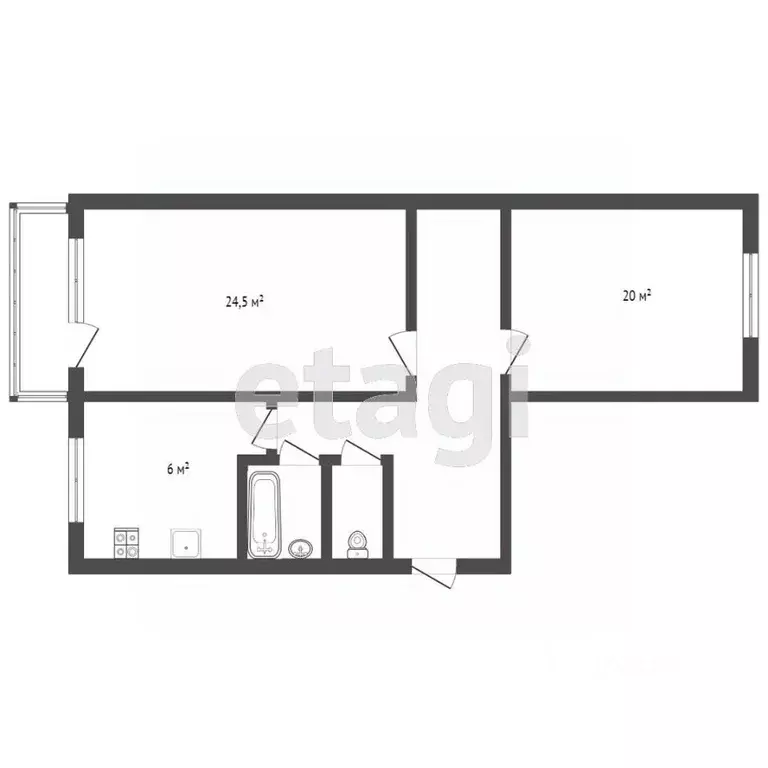 2-к кв. Тульская область, Новомосковск ул. Депо, 18А (45.0 м) - Фото 1