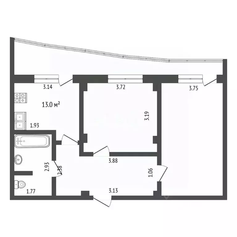 2-к кв. Тюменская область, Тюмень ул. Павла Шарова, 7к2 (53.8 м) - Фото 2