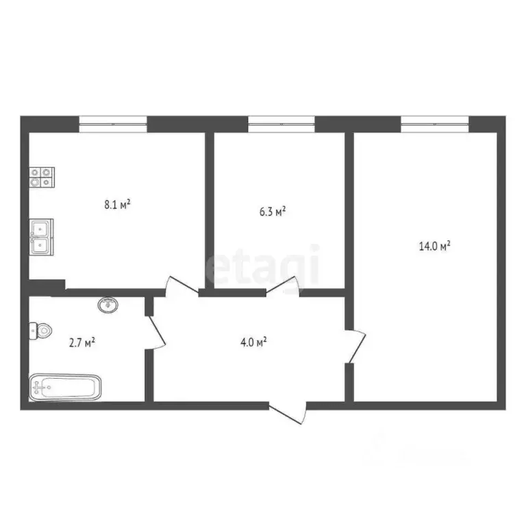 2-к кв. Ярославская область, Ярославль Угличская ул., 14 (35.3 м) - Фото 1