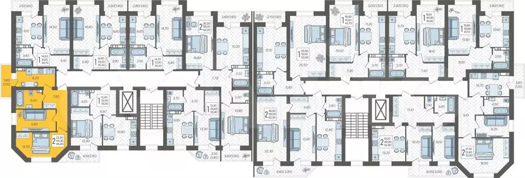 2-к. квартира, 45,4 м, 3/6 эт. - Фото 1