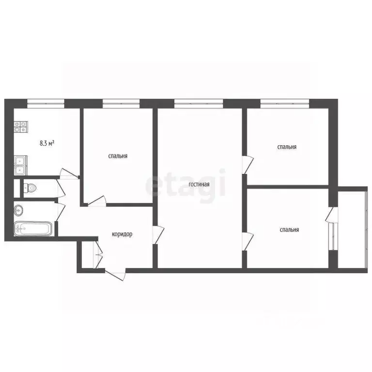 4-к кв. Вологодская область, Вологда ул. Карла Маркса, 99 (74.1 м) - Фото 1