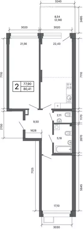 2-комнатная квартира: Екатеринбург, улица Мира, 47/7 (77 м) - Фото 1