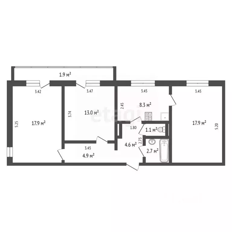 3-к кв. Крым, Феодосия ш. Симферопольское, 41В (72.3 м) - Фото 2