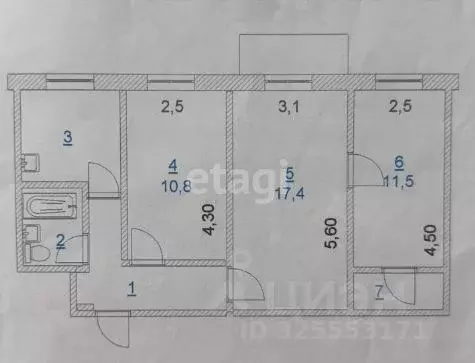 3-к кв. Новосибирская область, Бердск ул. Микрорайон, 6 (57.4 м) - Фото 2