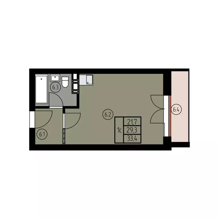 Квартира-студия: Лесное, ш. Калининградское (33.5 м) - Фото 1
