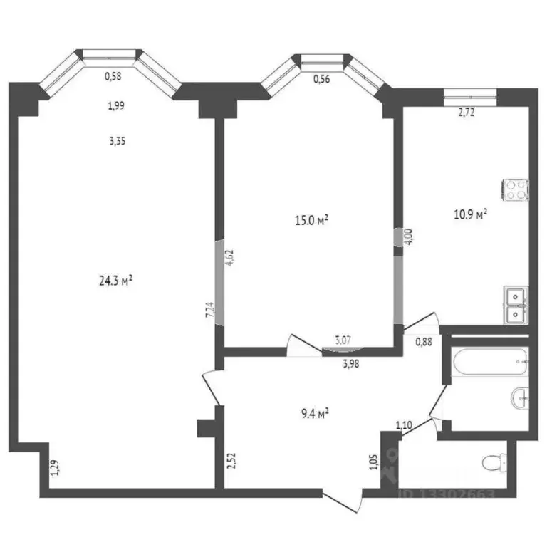 2-к кв. Ханты-Мансийский АО, Сургут просп. Мира, 55/2 (64.5 м) - Фото 1