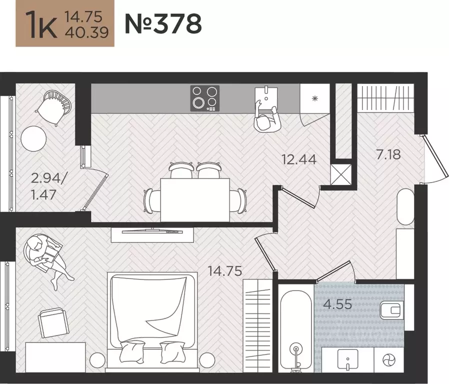 1-к кв. Калининградская область, Калининград Мой Город жилой комплекс ... - Фото 1
