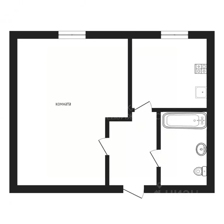 1-к кв. Тюменская область, Тюмень ул. Ватутина, 16 (21.0 м) - Фото 1