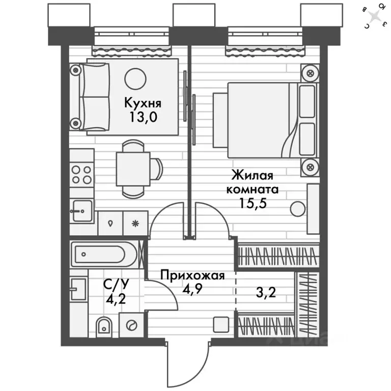 1-к кв. Приморский край, Владивосток Снеговая Падь мкр, ул. Адмирала ... - Фото 1